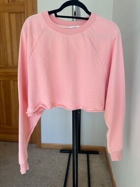 NIA Pink Cropped Crewneck Sweatshirt